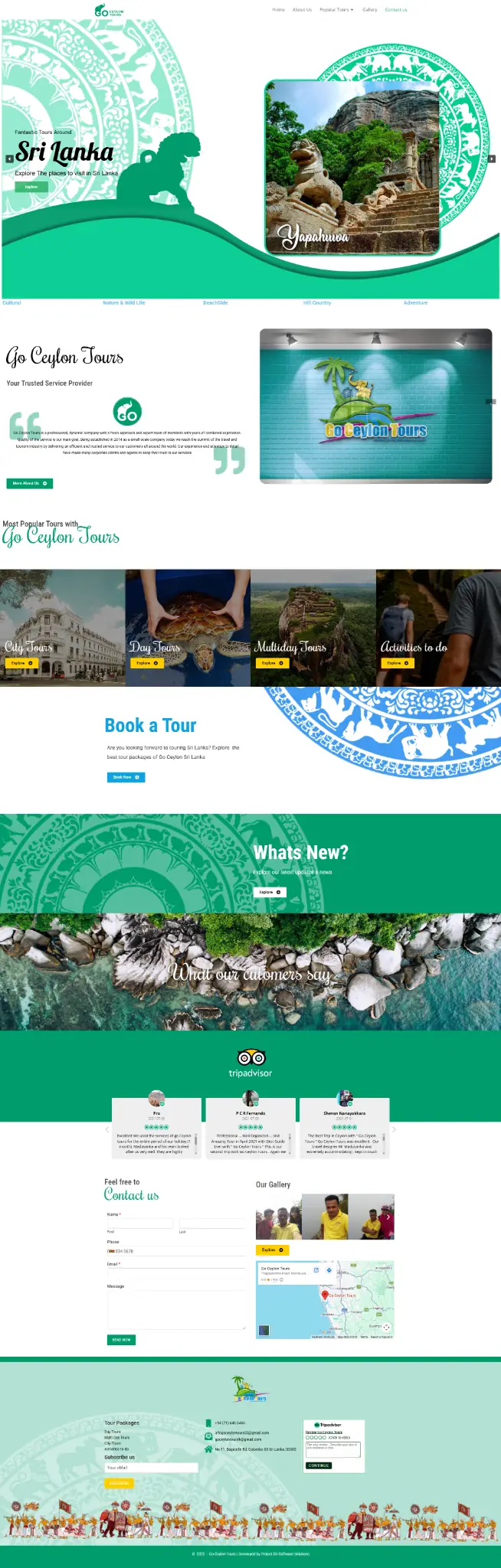 Go Ceylon Tours full-page website preview