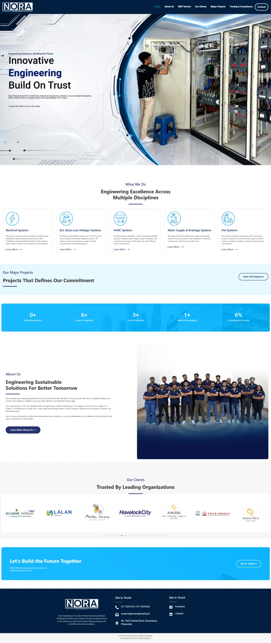 Nora Engineering full-page website preview