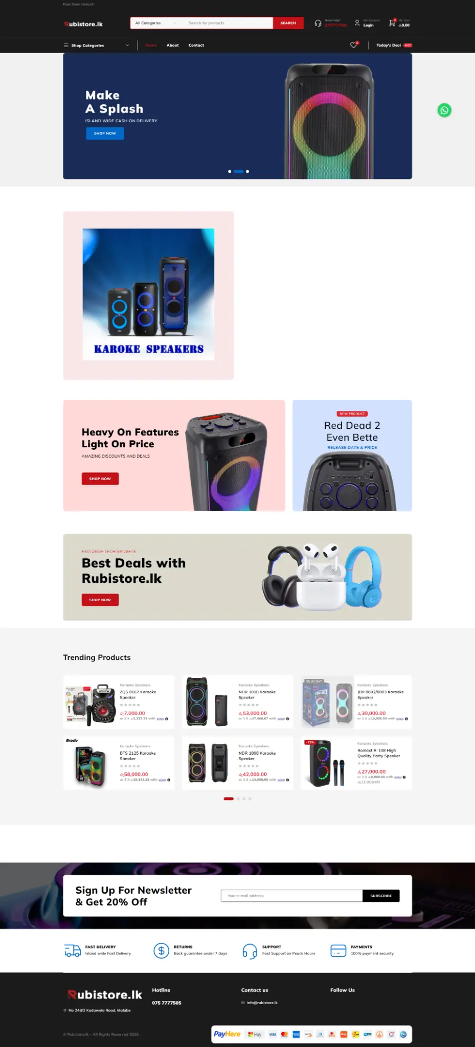 Rubistore.lk full-page website preview