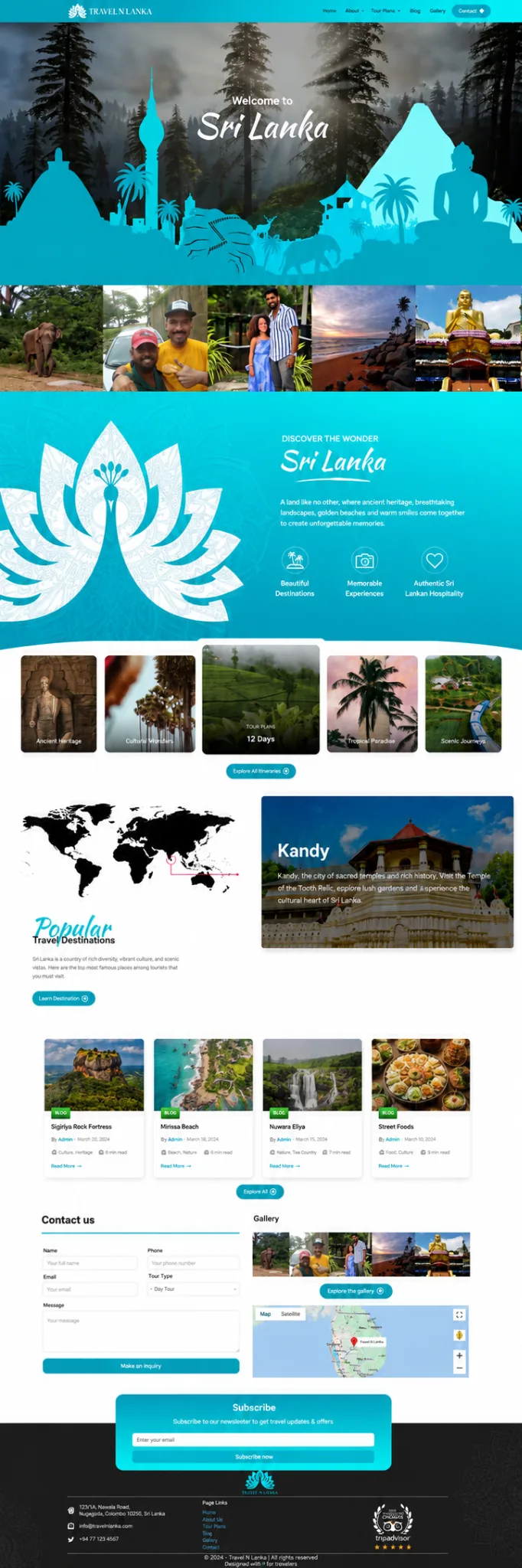 Travel N Lanka full-page website preview